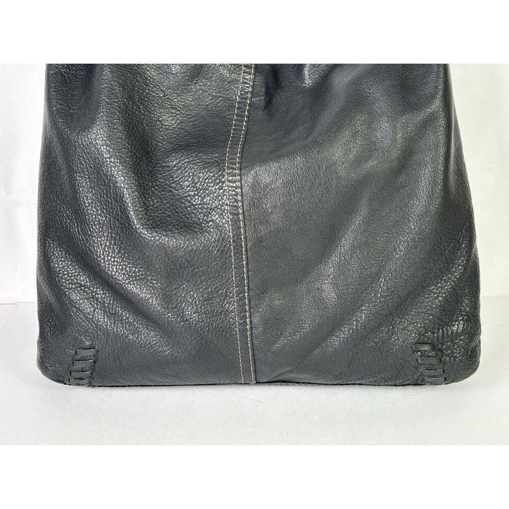 LUCKY BRAND Y2K Vintage Slouchy Whipstitch Hobo Shoulder Bag Black Leather - Picture 5 of 16